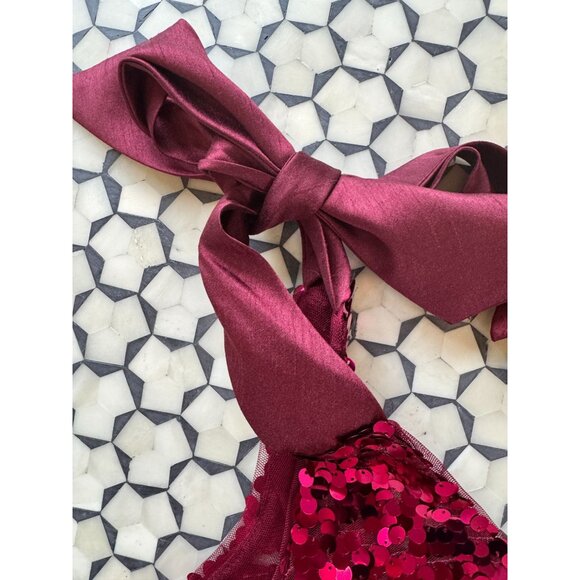 Maeve By Anthropologie Sequined Tie-Strap V-Neck Tank Top Medium Burgundy - Picture 8 of 15